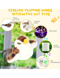 Juguete Interactivo para Gatos Kezlume Pájaro que Aletea 60cm 2