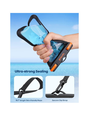 Funda Impermeable Lamicall para Teléfono 7" IPX8 Negro