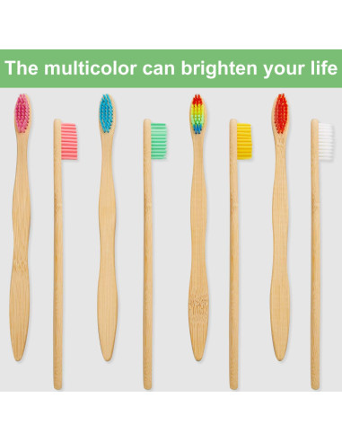 40 Cepillos de Dientes de Bambú Natural Boao Multicolor 19 cm