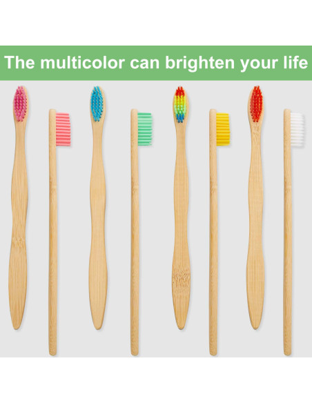 40 Cepillos de Dientes de Bambú Natural Boao Multicolor 19 cm