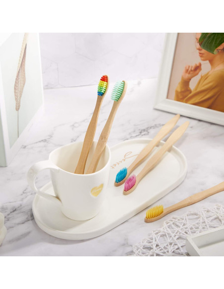 40 Cepillos de Dientes de Bambú Natural Boao Multicolor 19 cm