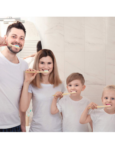 40 Cepillos de Dientes de Bambú Natural Boao Multicolor 19 cm