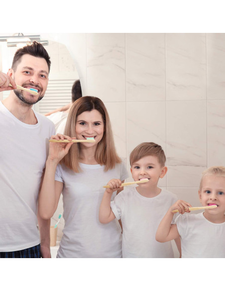 40 Cepillos de Dientes de Bambú Natural Boao Multicolor 19 cm