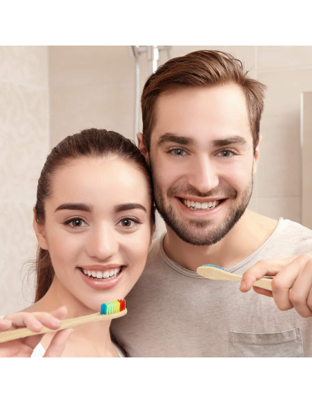 40 Cepillos de Dientes de Bambú Natural Boao Multicolor 19 cm