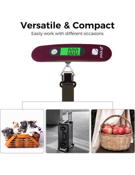 Balanza de Equipaje Digital Pack All 50 kg Pantalla LCD Roja