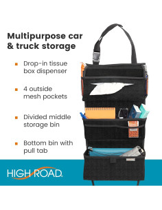 Organizador de Auto High Road con Soporte para Pañuelos - Negro 2