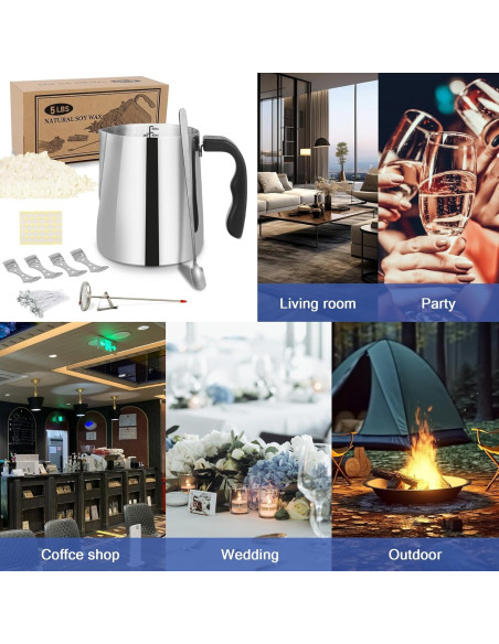 Kit de Hacer Velas SAEUYVB - 2.27 kg Cera de Soja Natural