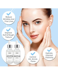 Conjunto de Sueros Hidratantes Kiuoret - Niacinamida y Ácido Hialurónico 59.15 ml 2