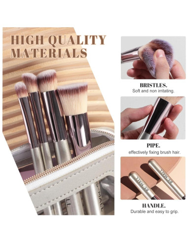 Conjunto de Brochas de Maquillaje BS-MALL 14 Pcs con Esponja