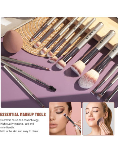 Conjunto de Brochas de Maquillaje BS-MALL 14 Pcs con Esponja