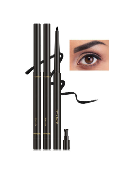 Delineador de Gel Negro Erinde 2PCS Impermeable con Sacapuntas