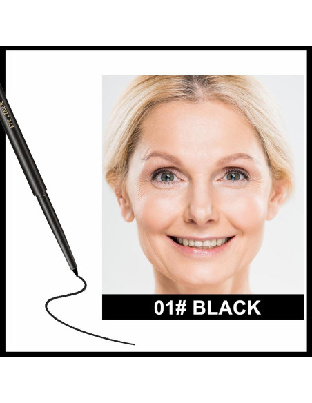 Delineador de Gel Negro Erinde 2PCS Impermeable con Sacapuntas