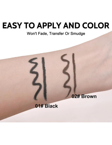 Delineador de Gel Negro Erinde 2PCS Impermeable con Sacapuntas