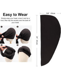 Turbante Africano AQOKKA para Mujeres - Gorro Quimioterapia Negro 2