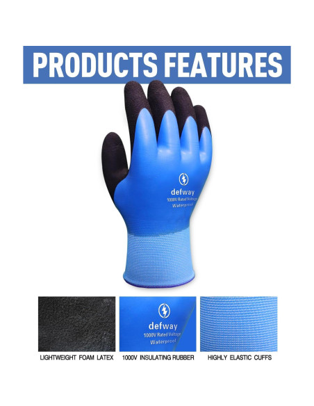 Guantes de Trabajo Aislantes 1000V Defway Impermeables
