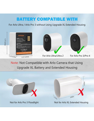 Baterías Recargables A-4a para Arlo Pro 3/4/5S 2K - Paquete de 2