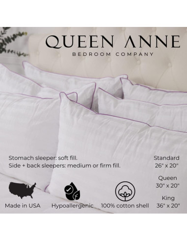 Almohada Hipoalergénica Queen Anne Reina Media - Algodón