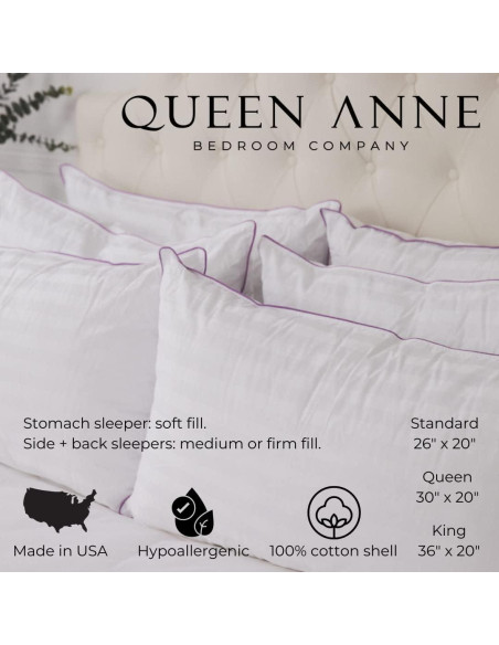 Almohada Hipoalergénica Queen Anne Reina Media - Algodón
