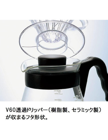 Servidor de Café Hario V60 de Vidrio 700ml Negro