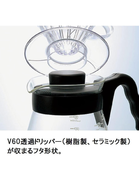 Servidor de Café Hario V60 de Vidrio 700ml Negro