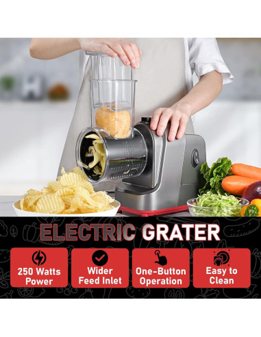 Rallador de Queso Eléctrico Silksway 250W con 5 Cuchillas