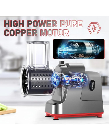 Rallador de Queso Eléctrico Silksway 250W con 5 Cuchillas