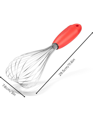 Batidor de Globo Dreamfarm Flisk Rojo - 3 en 1, Acero Inoxidable