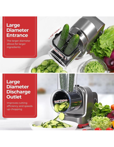 Rallador de Queso Eléctrico Silksway 250W con 5 Cuchillas