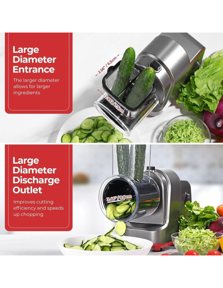 Rallador de Queso Eléctrico Silksway 250W con 5 Cuchillas Rallador de Queso Eléctrico Silksway 250W con 5 Cuchillas