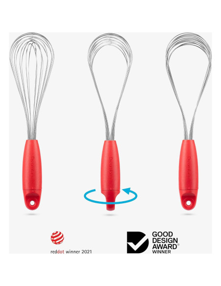 Batidor de Globo Dreamfarm Flisk Rojo - 3 en 1, Acero Inoxidable