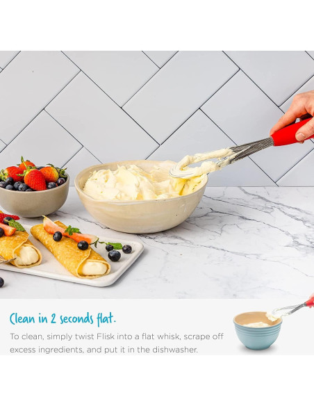 Batidor de Globo Dreamfarm Flisk Rojo - 3 en 1, Acero Inoxidable