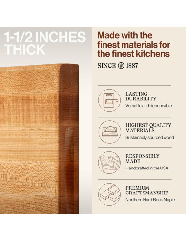 Tabla de Cortar de Madera de Arce John Boos R01 45.72x30.48 cm