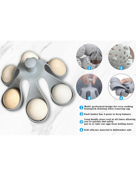 Cocedor de Huevos WIDVIH para 4 Huevos, Silicona Antideslizante