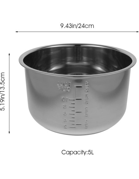 Olla Arrocera Interior Cabilock 5L Acero Inoxidable Plata