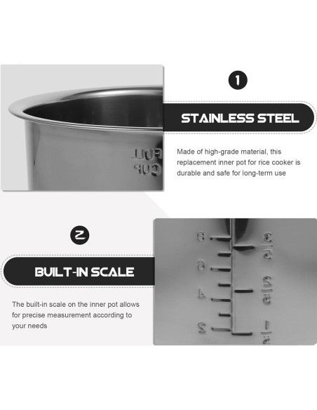 Olla Arrocera Interior Cabilock 5L Acero Inoxidable Plata