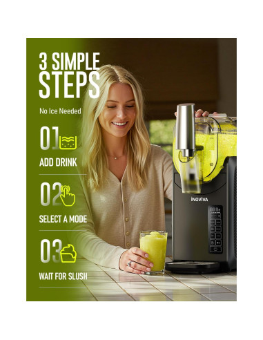 Máquina de Slushie INOVIVA S1.2 68 oz Sin Hielo, Autolimpieza