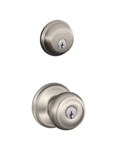 Cerradura de Cilindro Simple Schlage FB50N V GEO 619 B60 Níquel Satinado