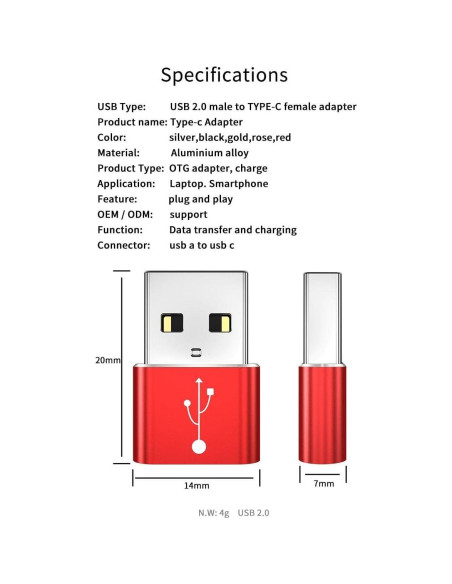 Adaptador BoxWave USB-A a C para Chromecast - Paquete de 5