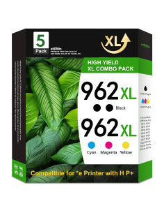 Cartuchos de Tinta 962XL Mooxrbog - Paquete de 5 (2 Negro, 1 Cian, 1 Magenta, 1 Amarillo)