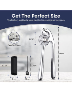 Prensa de Ajo Nexus Nook Acero Inoxidable con Limpiador y Pelador 2