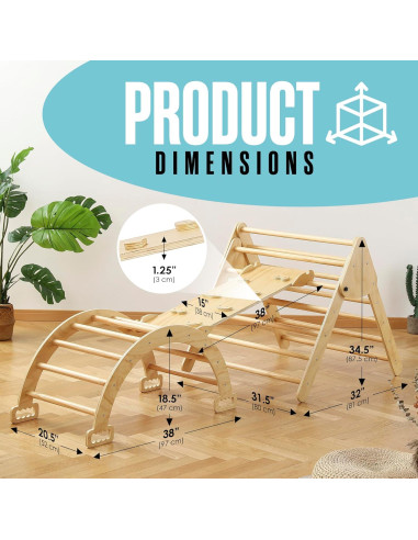Juego de Escalada Montessori Houseables - Triángulo Plegable 87.4x81.3 cm