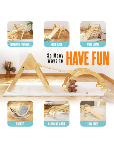 Juego de Escalada Montessori Houseables - Triángulo Plegable 87.4x81.3 cm