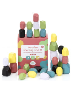 36 Rocas Apilables de Madera OmaOmaOma - Juguetes Montessori