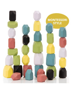 36 Rocas Apilables de Madera OmaOmaOma - Juguetes Montessori 2
