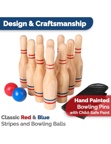 Conjunto de bolos de césped STERLING 10 pines de madera 11"