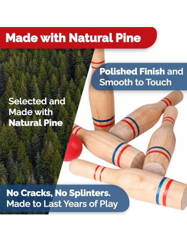 Conjunto de bolos de césped STERLING 10 pines de madera 11"