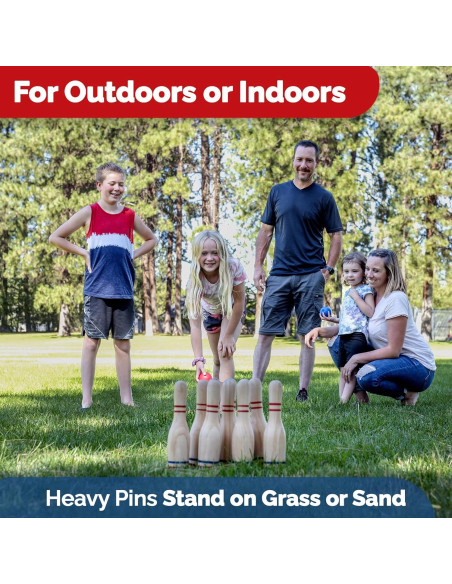 Conjunto de bolos de césped STERLING 10 pines de madera 11"