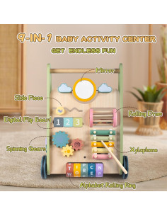 Andador de Madera LOL-FUN con Ruedas para Bebés 6-12 Meses 2