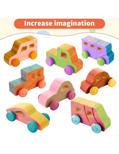 Kit 24 Coches de Madera DIY Oungy para Pintar 7.1x4.3 cm