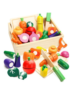 Juego de Comida de Madera para Niños HOTMOODSY 24.5x16 cm